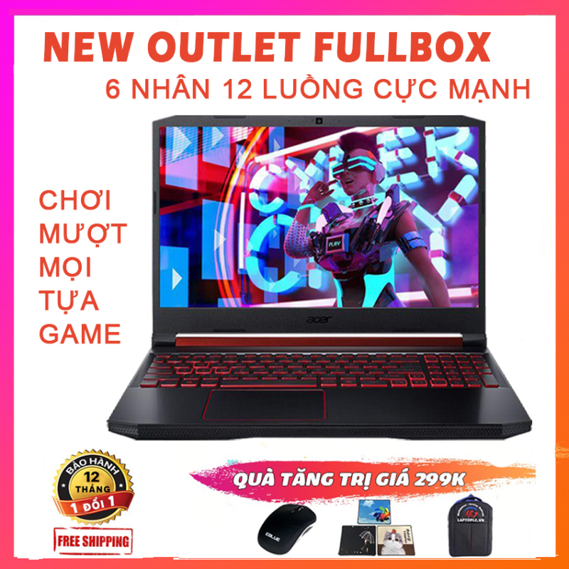 (NEW OUTLET FULL BOX) Laptop Chơi Game, Đồ Họa Acer Nitro 5 2019 (AN515-54), i7-9750H, RAM 16G, SSD 512G, VGA Nvidia RTX 2060-6G, Màn 15.6 FullHD IPS, 144Hz