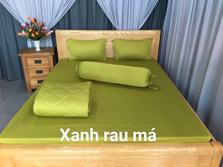 Ga - Drap Giường Lẻ Thun Mát Lạnh Lan Pham Bedding - Màu Xanh Bơ