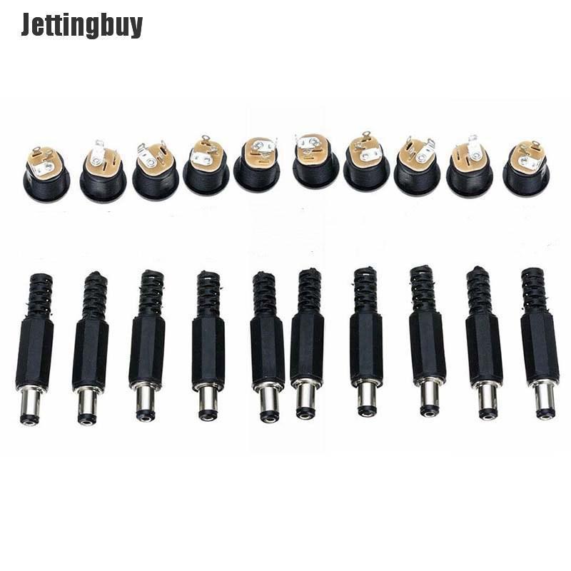 Jettingbuy 1 Set 10 Pair 12V 3A Male Plug + Female Socket Panel Mount Jack DC Connector Kit
