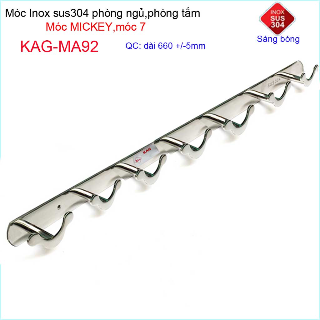 [HCM]Móc mickey treo quần áo inox 304 cao cấp dày móc Inox Kace 7 móc treo đồ nhà tắm KAG-MA92