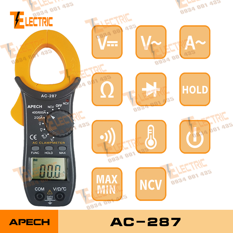 [HCM]Apech AC - 287 Ampe kìm đo điện đo dòng điện AC 600A