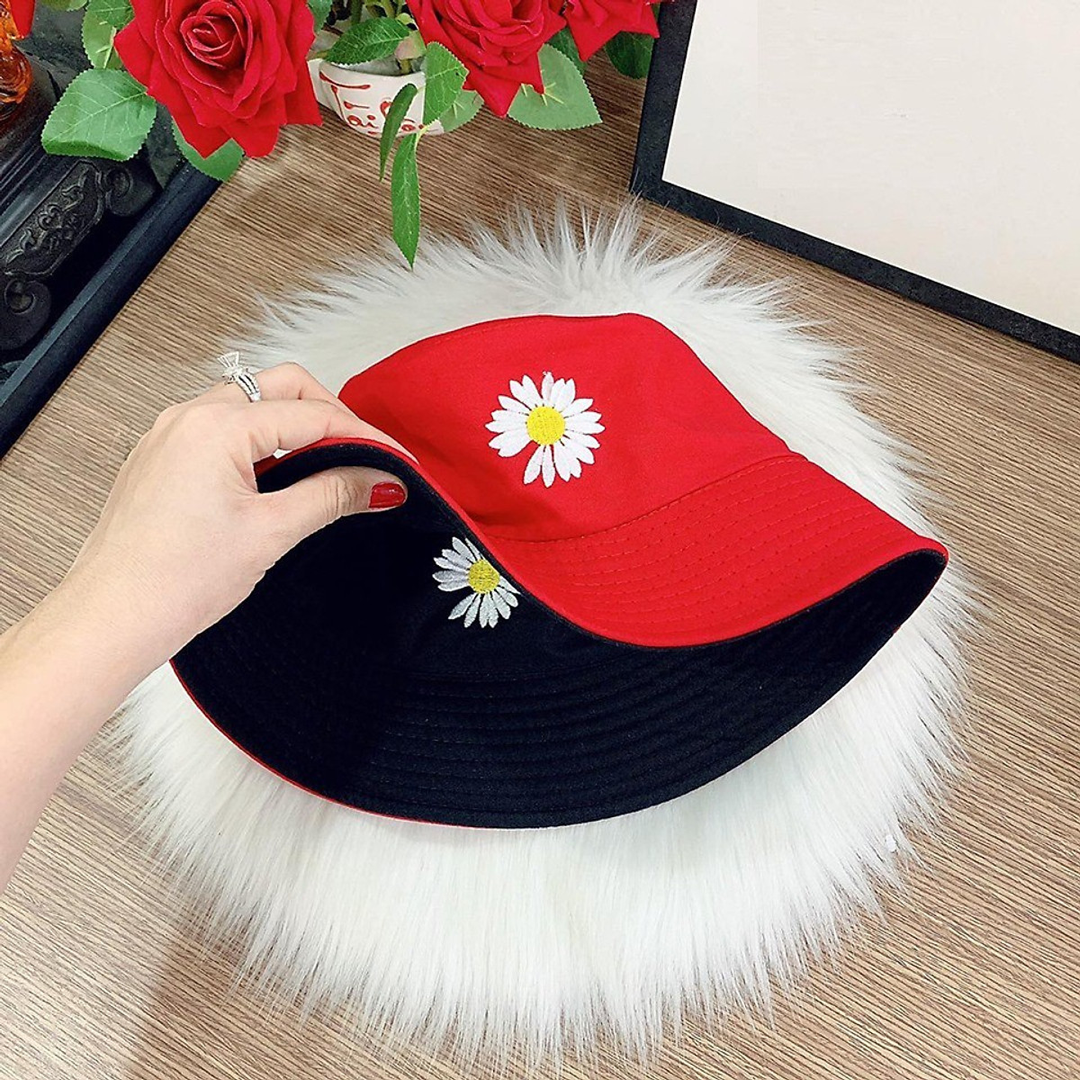 Nón Hoa Cuc - Mũ Bucket NY 1 Mặt - Nón Tai Bèo 1 Mặt Chất Vải Kaki Mịn Form Chuẩn Đẹp