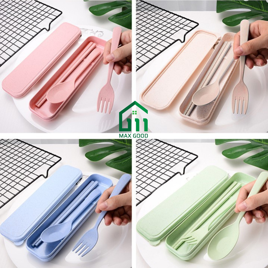 Bộ 3 món thìa, đũa, dĩa lúa mạch an toàn bảo vệ môi trường