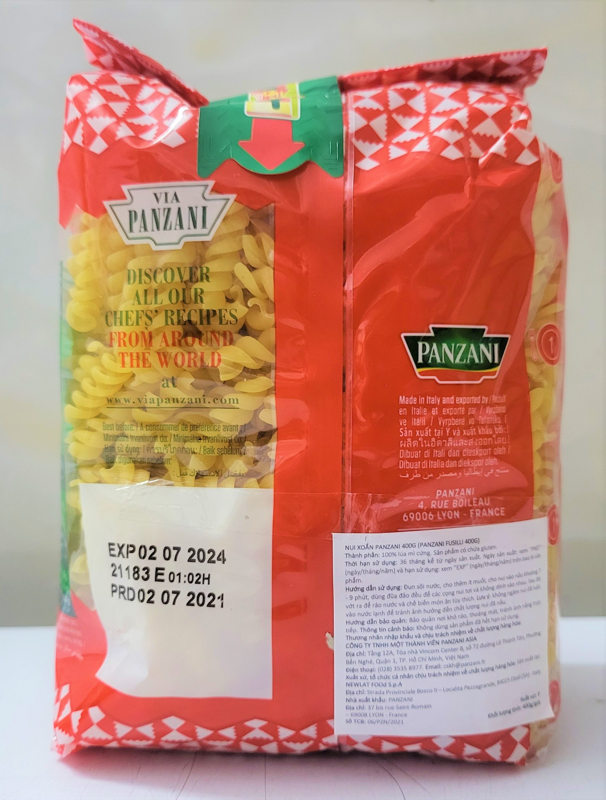 [Gói 400g] NUI XOẮN [Italia] PANZANI Fusilli Pasta