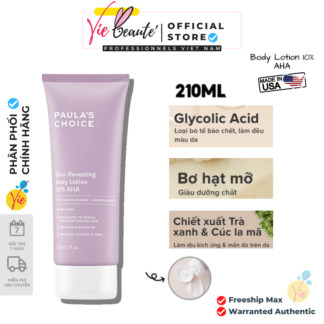Kem dưỡng thể Paulas Choice 10% AHA làm đều màu da - Paula's Choice Skin Revealing Body Lotion 10% AHA 210ml