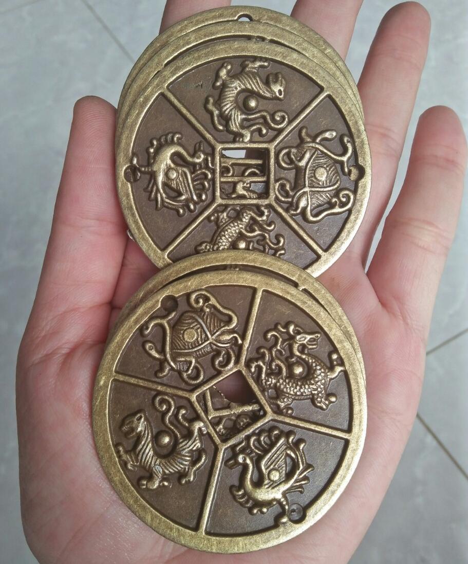 Set 2 Đồng Xu Tứ Linh May Mắn Tài Lộc