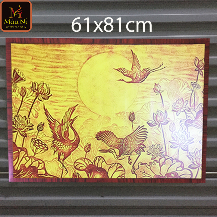 TRANH BÀN THỜ dán tường Trúc Chỉ In Mâu Ni 61cm X 81cm - Hồ Sen , Tranh Ban Thờ, Bàn thờ thần tài nhỏ , Bàn thờ thần tài nhỏ , bộ bát thờ cúng , bộ CỐT THẤT BẢO , cặp đèn bàn thờ gỗ , cặp ĐÈN THỜ hoa sen  , cây để ban thần tài,  Chân đôn để bát