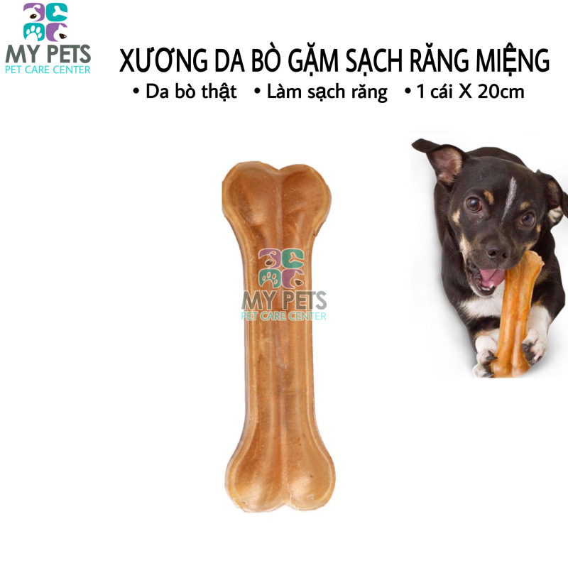 Xương da bò cao cấp dành cho chó gặm sạch răng, khử mùi hôi miệng - 1 chiếc 20cm