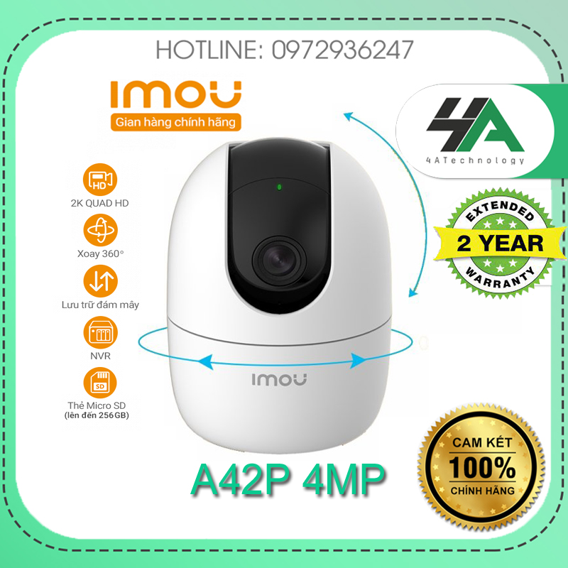 Camera IP wifi, 360 độ,đàm thoại 2 chiều 4MP 2K,siêu nét, Imou A42P (chính hãng)