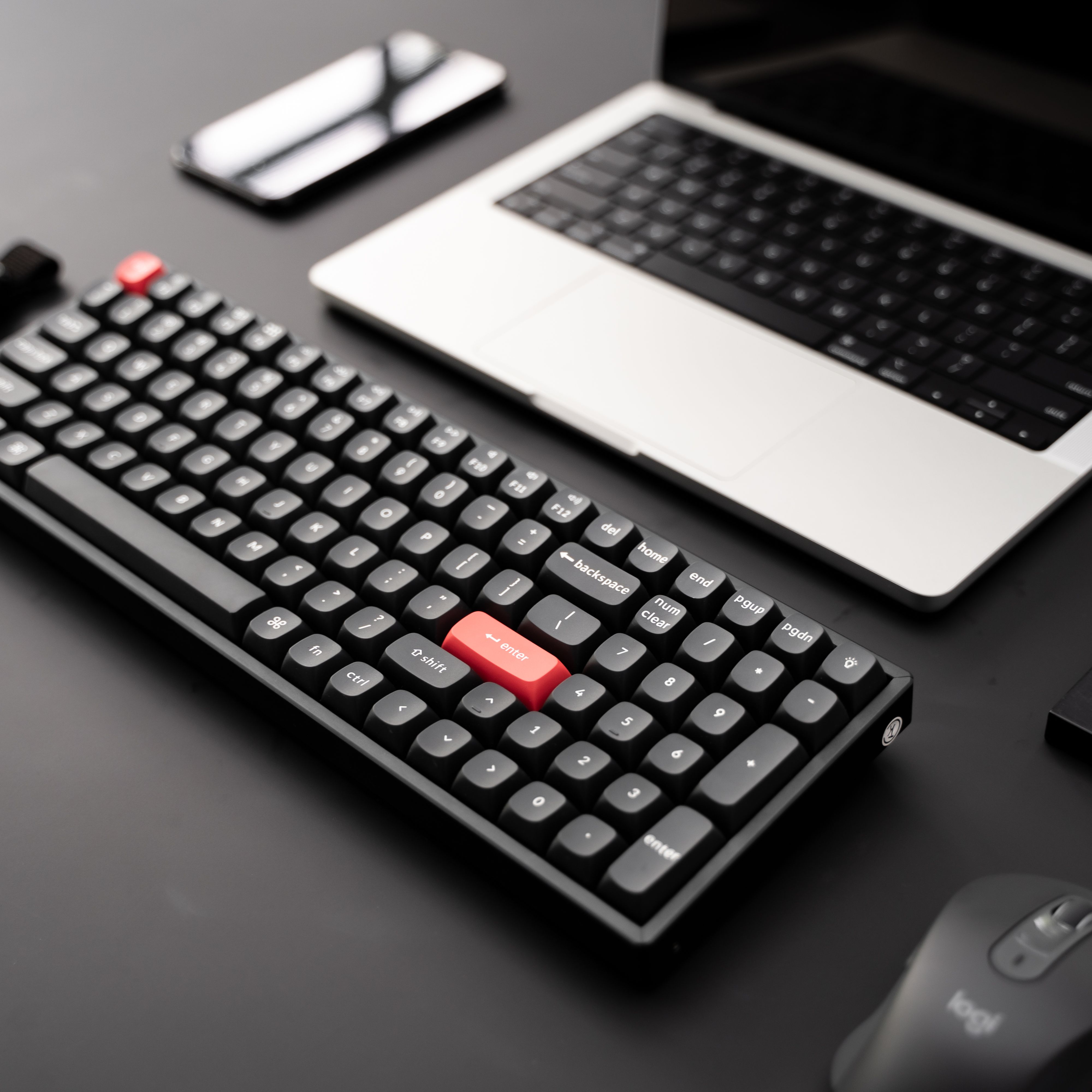 Set keycap Keychron PBT Double Shot OSA Profile (Dark Black / Dark Gray)