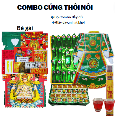 Bộ giấy cúng thôi nôi bé trai,bé gái kèm nến,nhang,văn khấn đầy đủ🙏