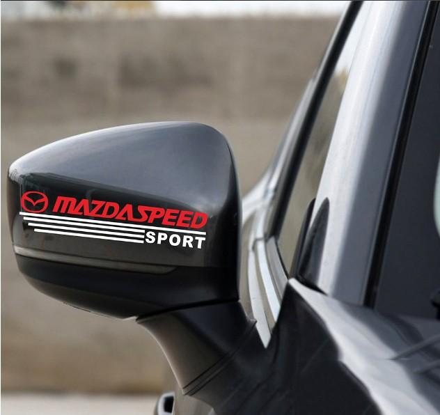 Tem dán gương chiếu hậu ô tô MAZDA SPEED (Đỏ Trắng) - Decal Mirror