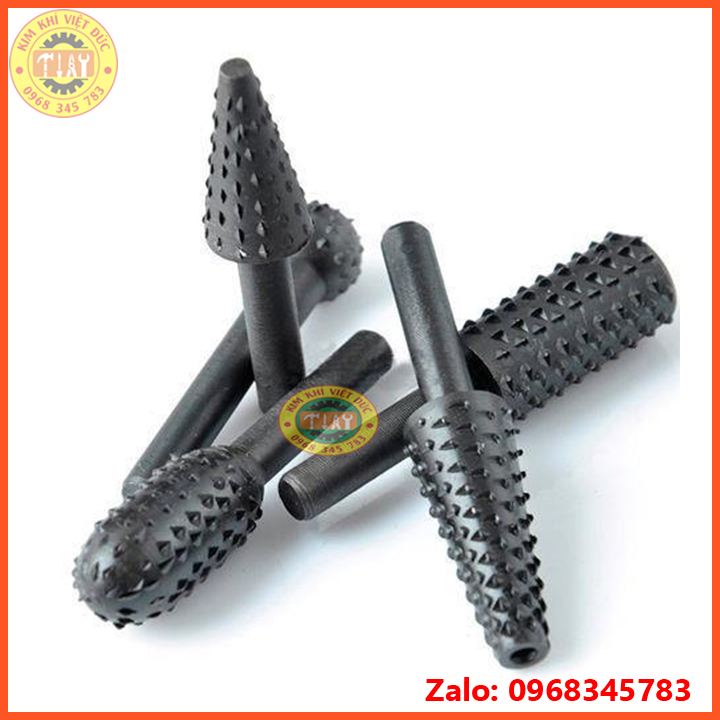 Bộ 5 mũi phay mài khắc làm lũa gỗ cán 6mm
