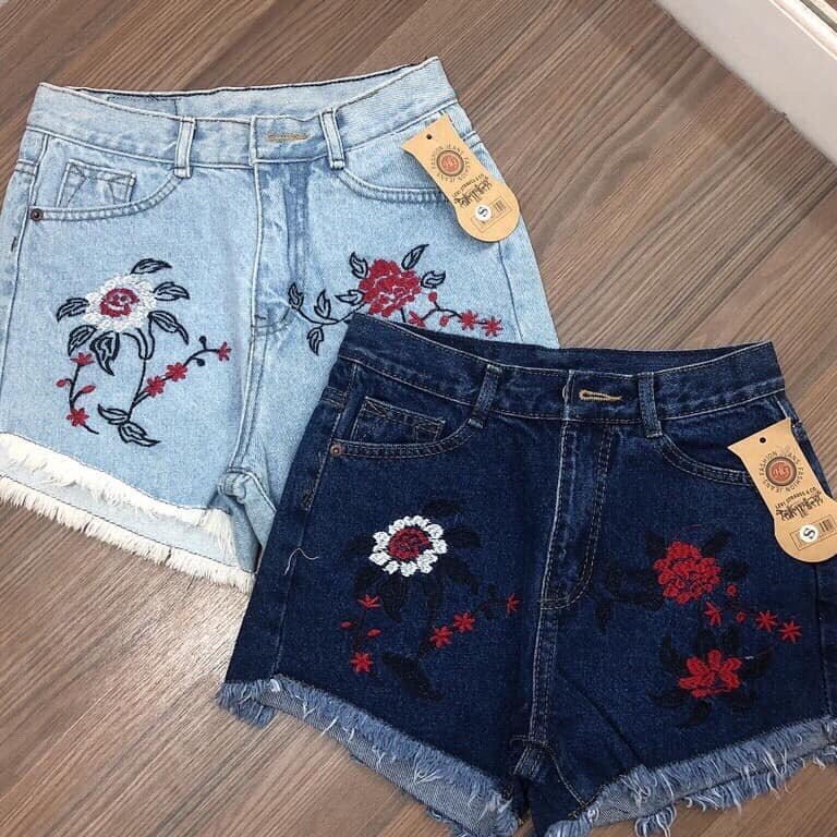 QUẦN SHORT JEAN NỮ THÊU HOA