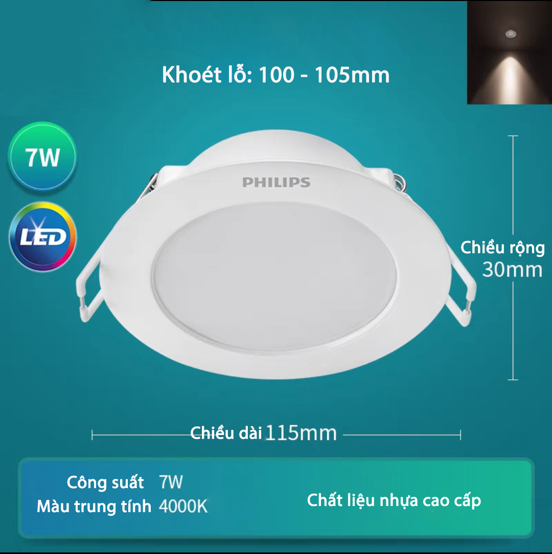 [Philips Chính Hãng] Đèn Downlight âm trần DL168b 5.5w, 7w D90 [bảo hành 2 năm lỗi 1 đổi 1]