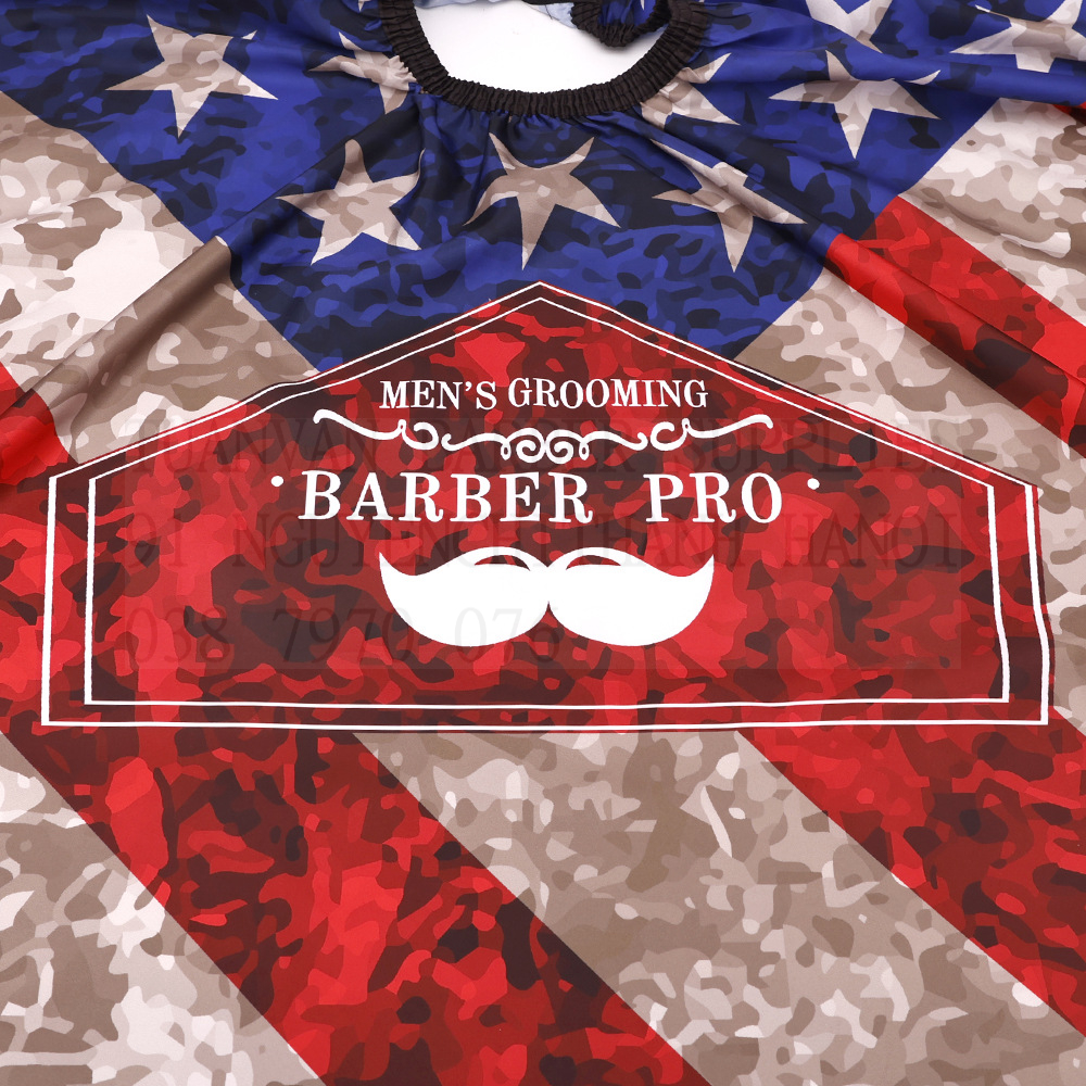 Khăn cắt tóc áo choàng cắt tóc (Mẫu cờ Mỹ Barber Pro)
