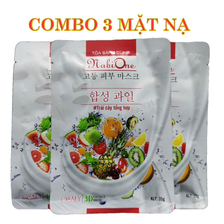 Combo 3 mặt nạ Nabi One collagen trái cây dưỡng trắng da thải độc 35ml