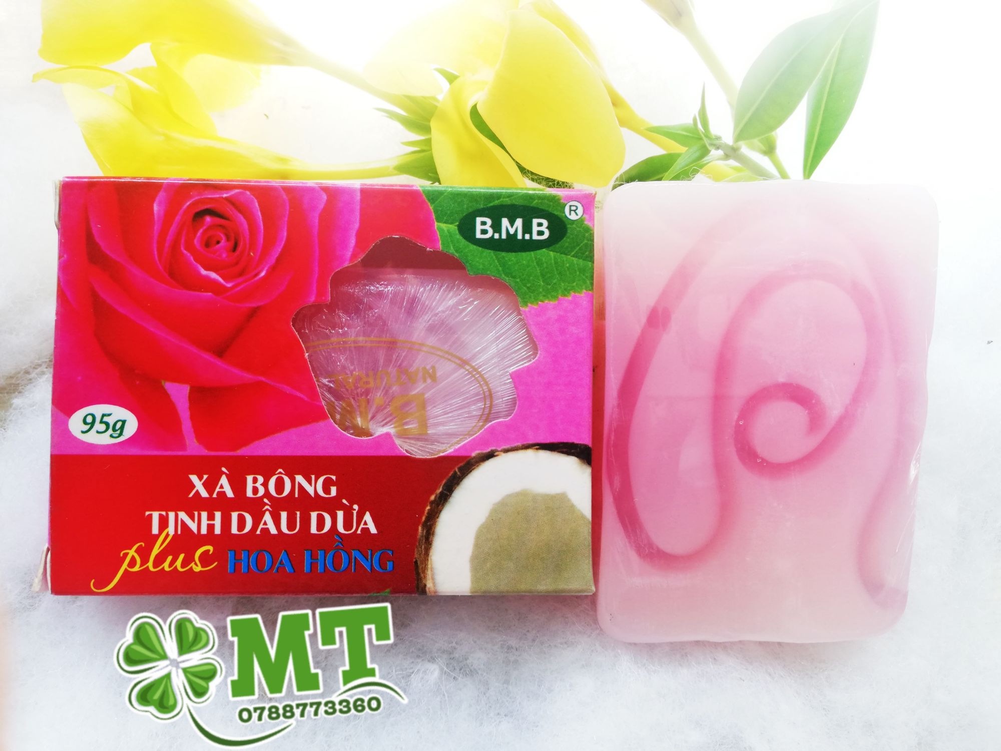 Xà bông tinh dầu dừa hoa hồng ( 1 cục 95g)