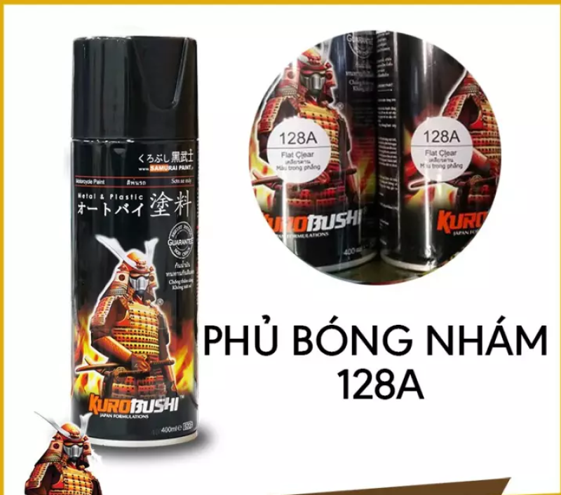 SƠN SAMURAI PHỦ BÓNG NHÁM MÃ MÀU 128A - Trạm Xe 1368 dễ dàng sử dụng dành cho mọi dòng xe