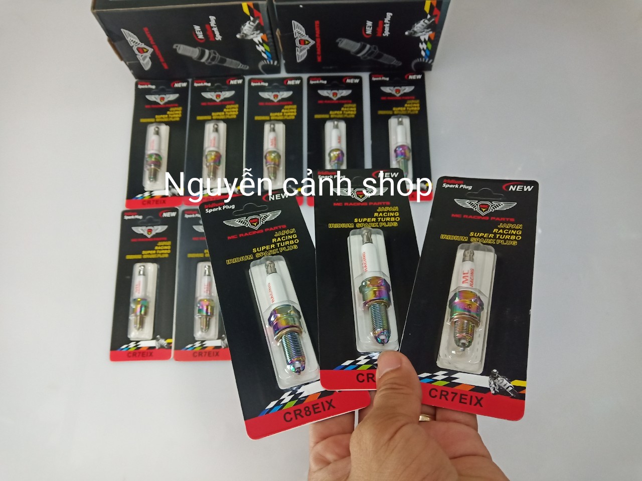 Bugi iridium 3 chấu bạch kim mc racing chính hảng chân ngắn
