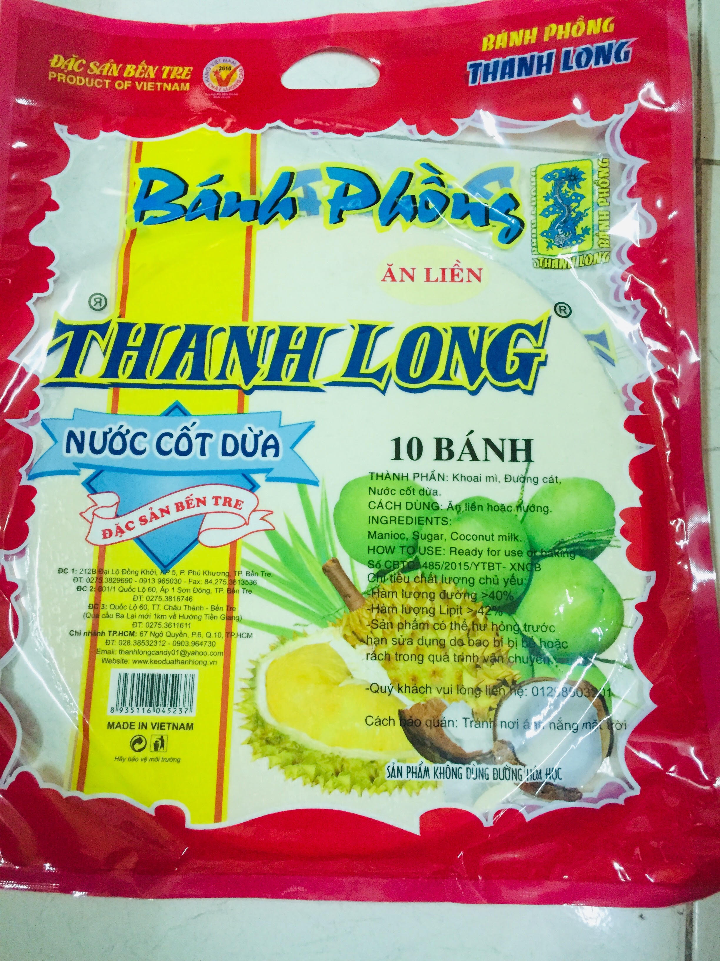 Bánh tráng sữa bến tre hiệu Thanh Long thơm ngon