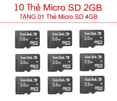 Combo 10 Thẻ Micro SD 2GB Tặng 01 thẻ Micro SD 4GB
