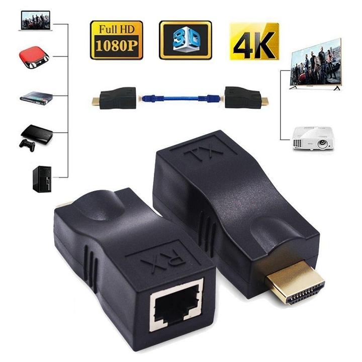 Đầu Chuyển Đổi Từ Cổng LAN Sang HDMI Chuẩn 4K Chiều Dài Hỗ Trợ Tối Đa 30m