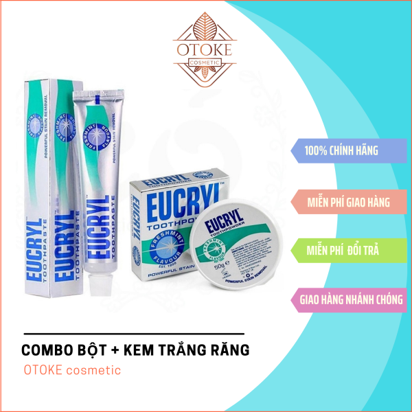 Combo kem đánh trắng răng Eucryl + Bột tẩy trắng Eucryl nhập khẩu
