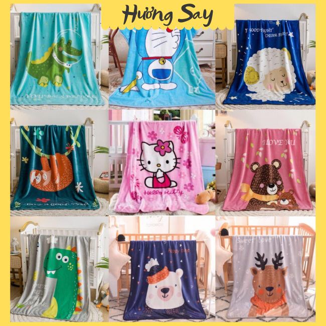 Chăn lông tuyết in hình 2 mặt cho bé 100*140cm
