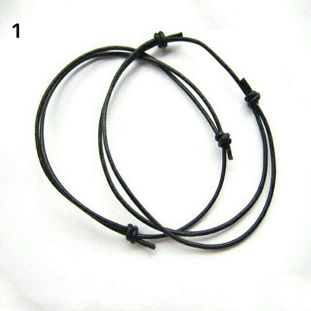 Lắc chân dây da bóng đen (ảnh thật)