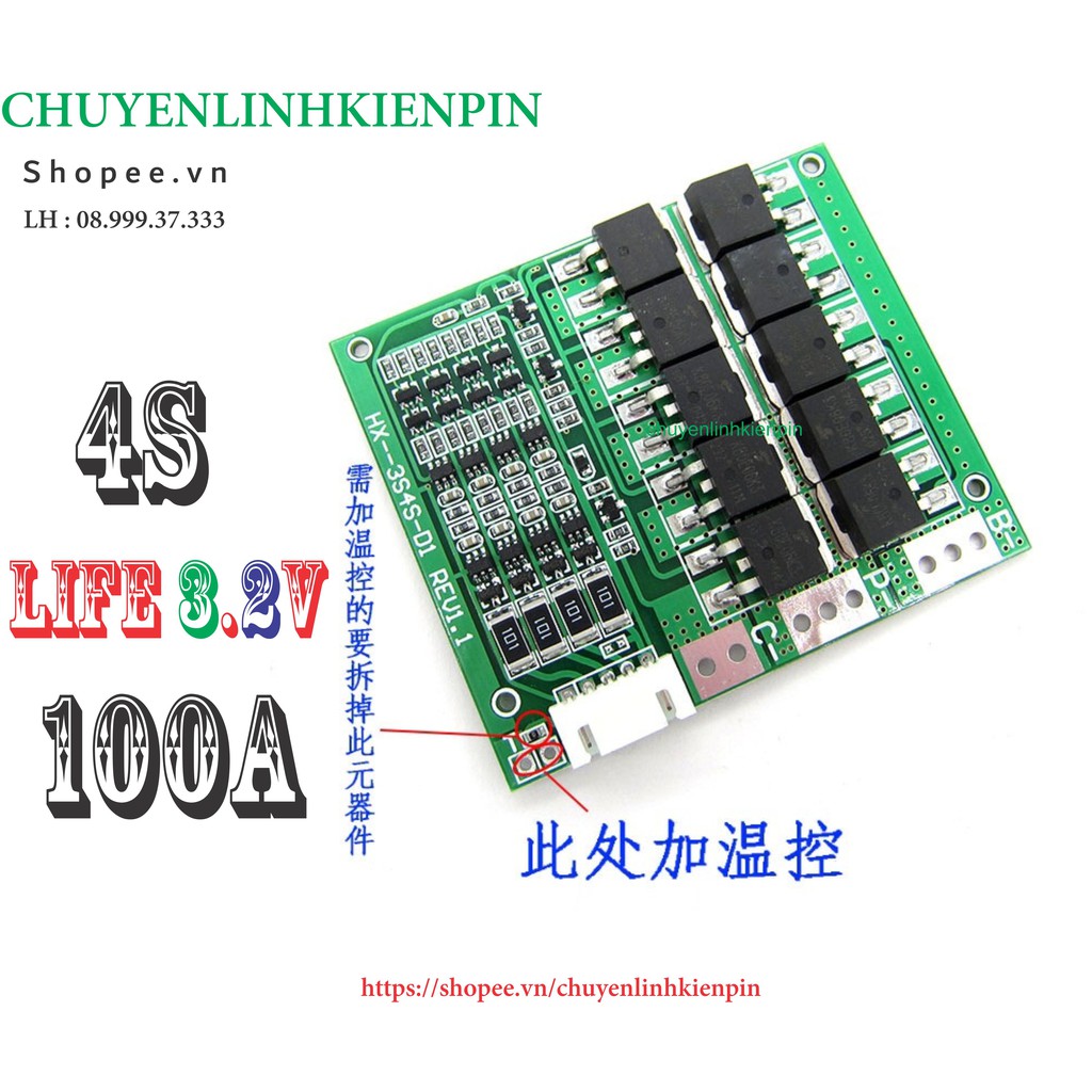 [HCM]Mạch Bảo vệ - cân bằng pin Life 3.2V 4S 100A ( BL64 65 )