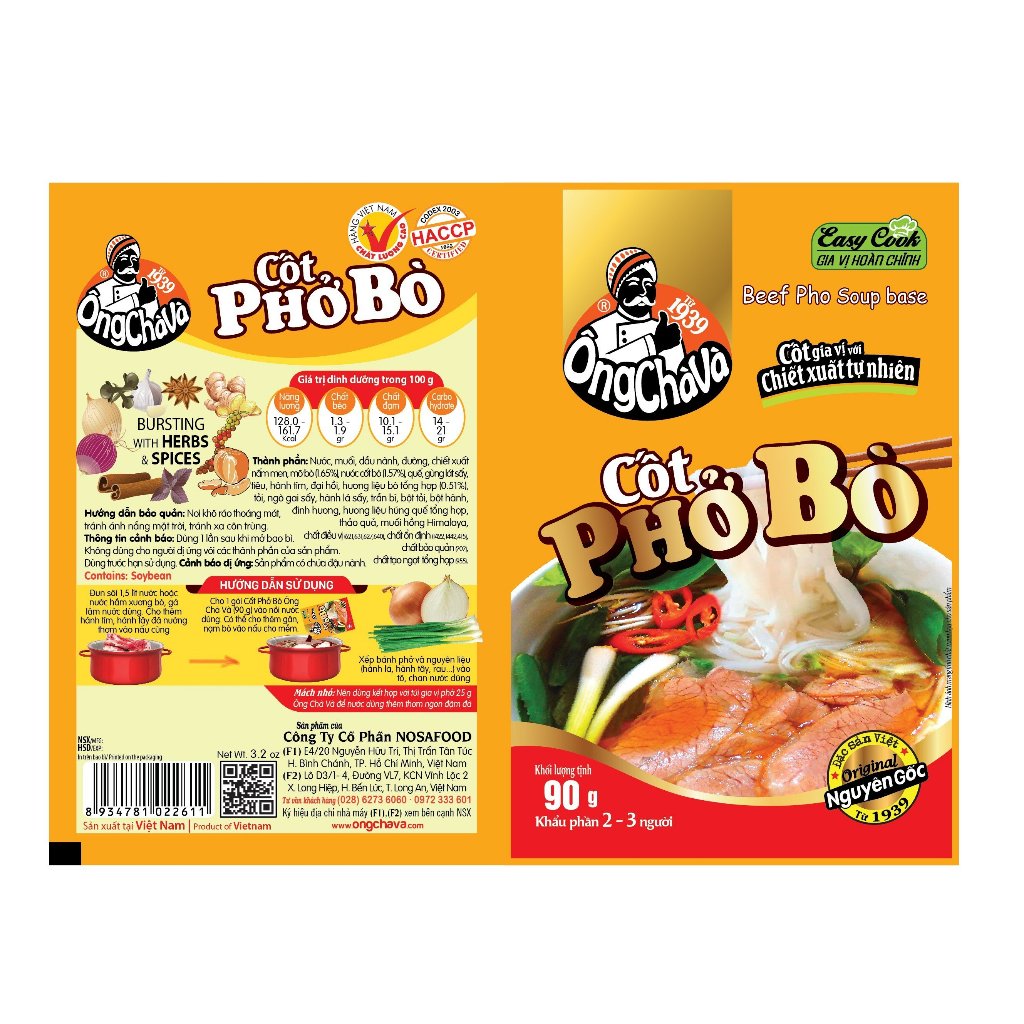 [Combo 3 Gói] 3 Gói Cốt Phở Bò Ông Chà Và 90g (Beef Pho Soup Base)
