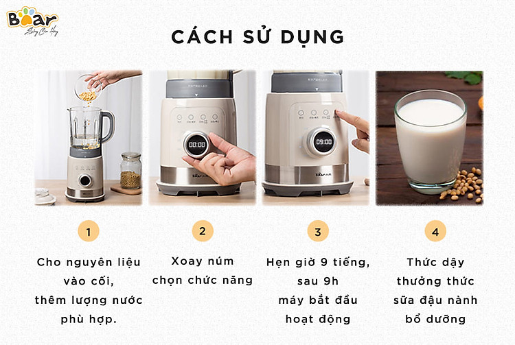 [Có sẵn] Máy làm Sữa Hạt Tự động Đa năng Bear PBJ-B10U5