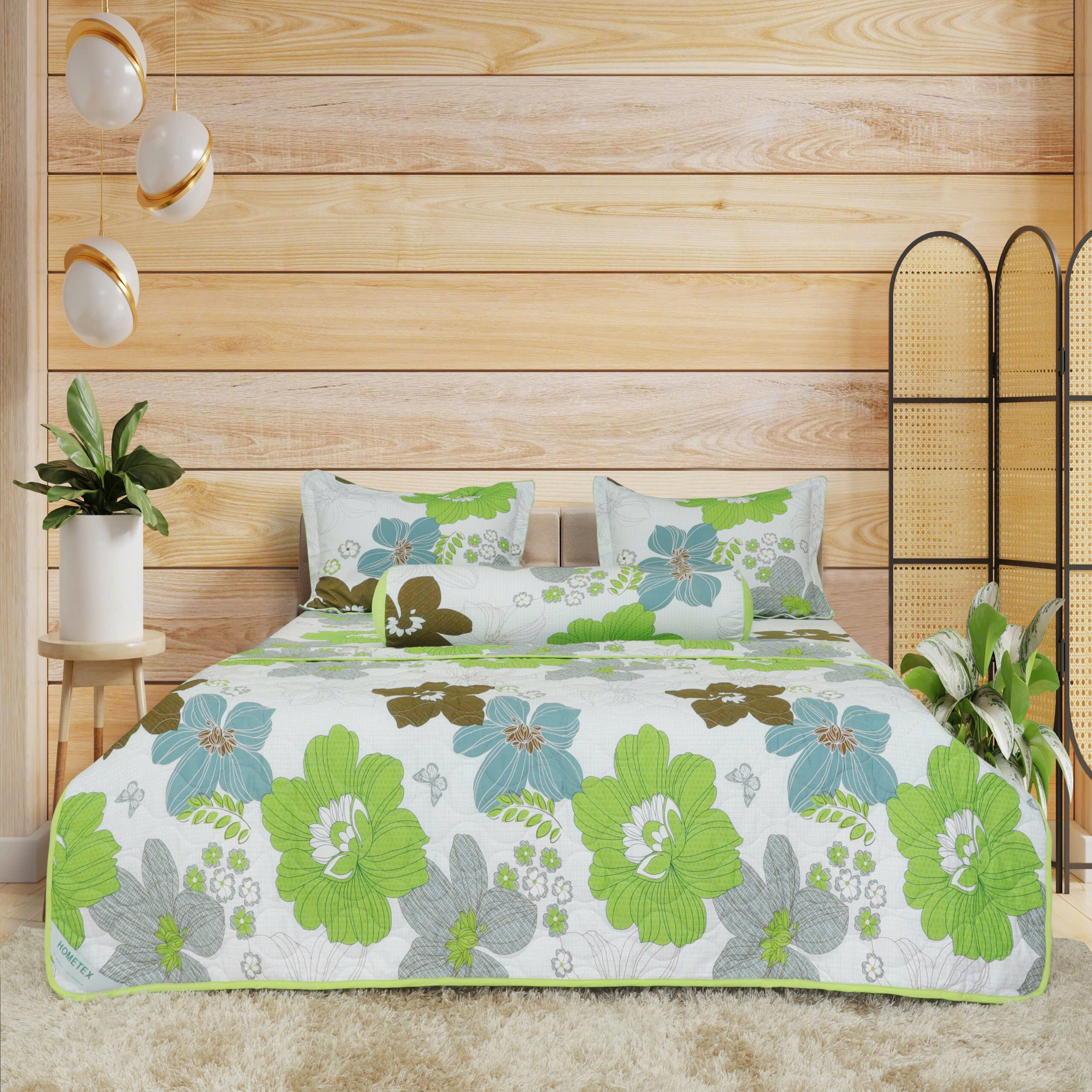 Bộ Drap gối cotton hoa Hometex