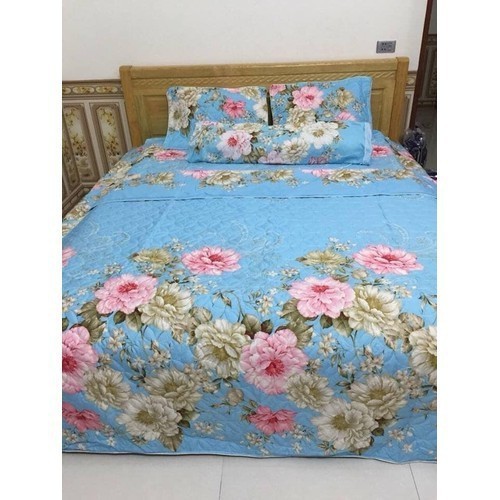 [HCM]Bộ chăn ga 5 món - 4 món cotton poly Hoa Trà Xanh ( 1m6 x 2m ) - ( 1 drap + 1 vỏ gối ôm + 2 vỏ gối nằm + 1 chăn hè )