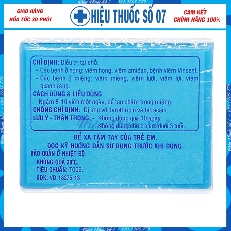Viên ngậm sát trùng họng Tyrotab