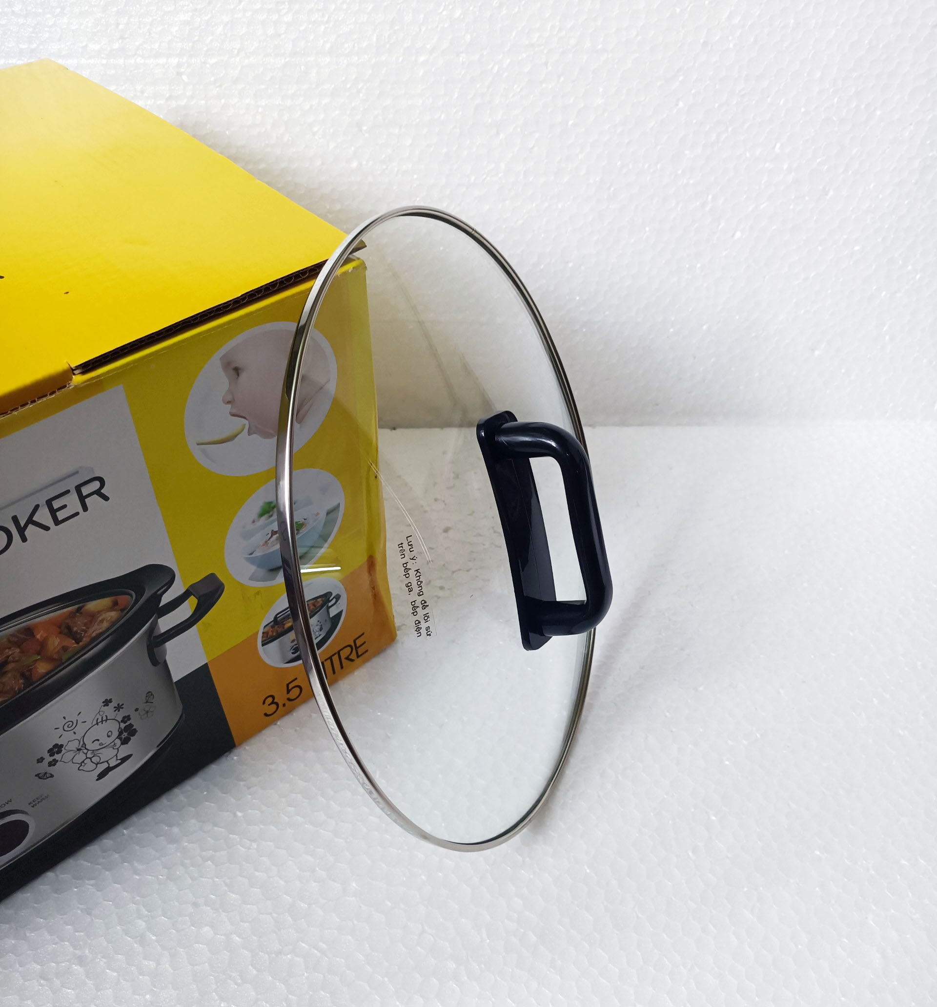 Nắp vung kính nồi nấu cháo chậm bbcooker bs15 bs25 bs35 - phụ kiện chính hãng
