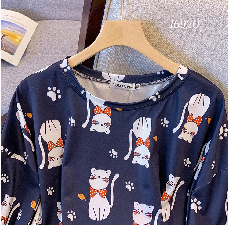 { 110kg vừa } Đồ bộ mặc nhà BIG SIZE hoạ tiết M è o SS-DAI 16920