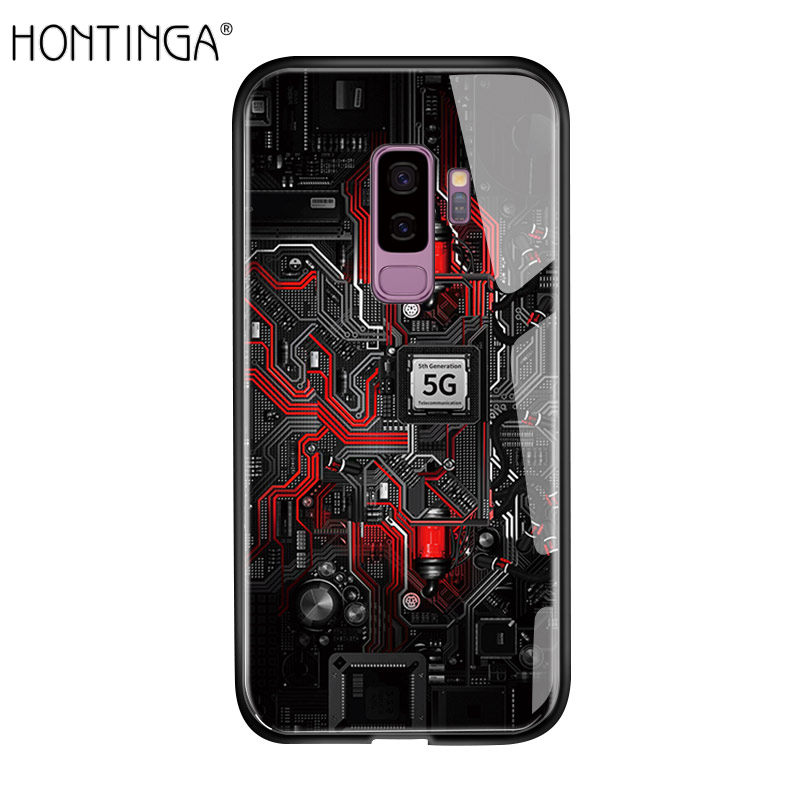 Hontinga For Samsung Galaxy S9 Plus Case, Circuit Board Explorer Theme Version Tempered Glass Phone Case Back Cover Casing Shell