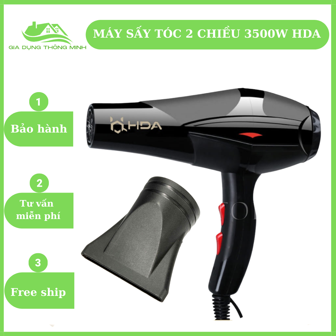 Máy sấy tóc 2 chiều HDA, công suất 3500W, tạo kiểu tóc đa dạng, kèm ánh sáng xanh, tặng kèm đầu sấy cao cấp, chống cháy, chống bỏng, siêu tiện dụng - máy sấy tóc, máy sấy tóc mini