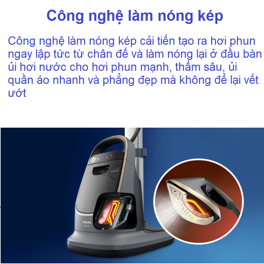 Bàn là, bàn ủi hơi nước dạng đứng đa năng thương hiệu Philips AIS8540 Serial 8500 - Hàng nhập khẩu bảo hành 12 tháng