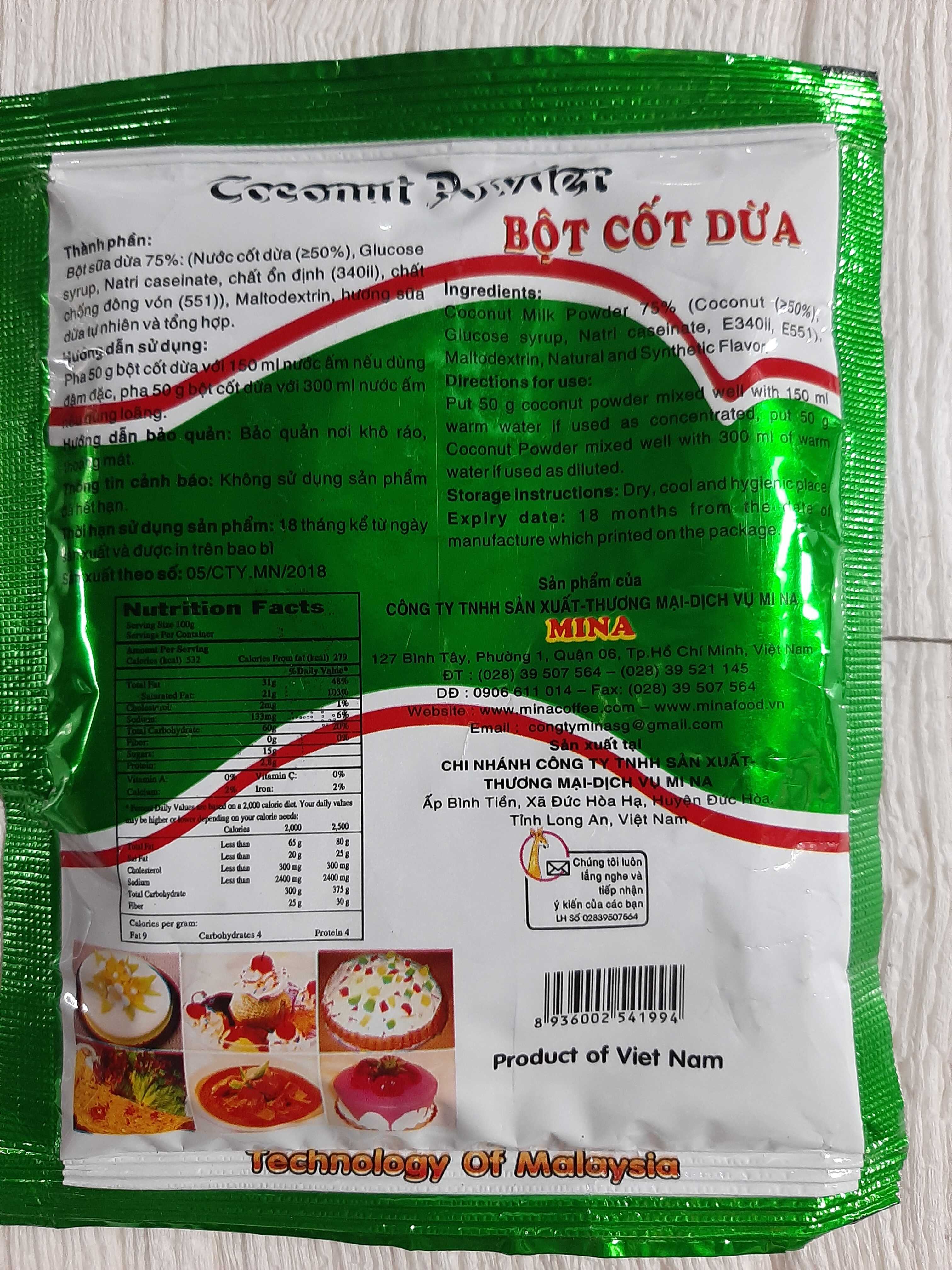 Bột cốt dừa nguyên chất 50gr