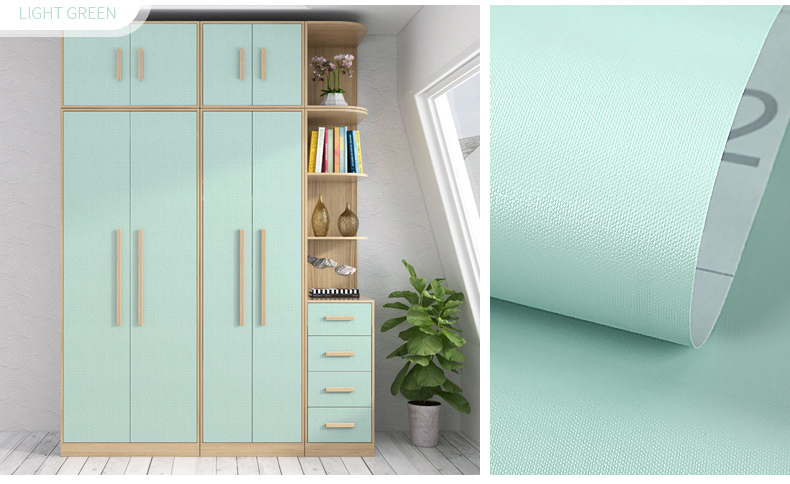 Cuộn 10m giấy dán tường Xanh ngọc có keo sẵn.
