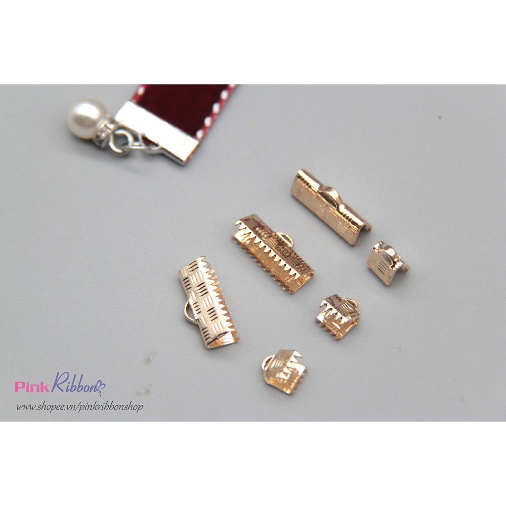 SET 20C - Nẹp / Kẹp có răng loại Vân Sọc làm vòng cổ choker nẹp ruy băng các cỡ