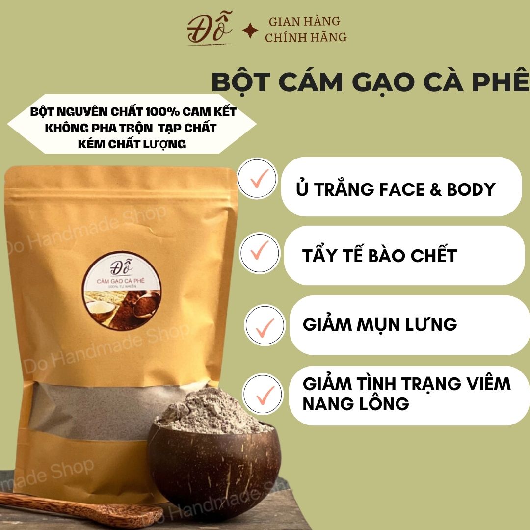 100G; 250G bột cám gạo cà phê handmade nguyên chất 100% [ mịn + thơm + sạch]