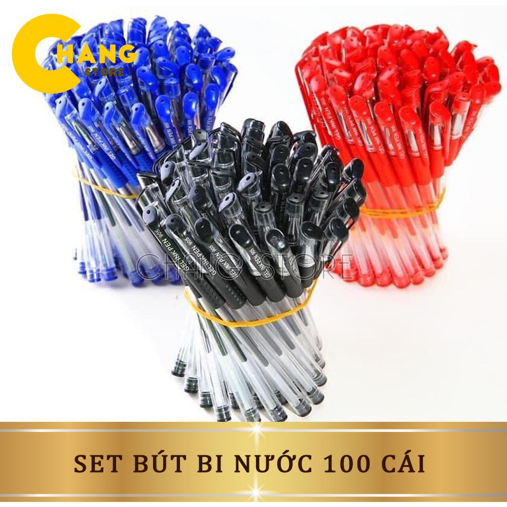 Set 100 bút bi nước văn phòng mực đều nét chữ đẹp .