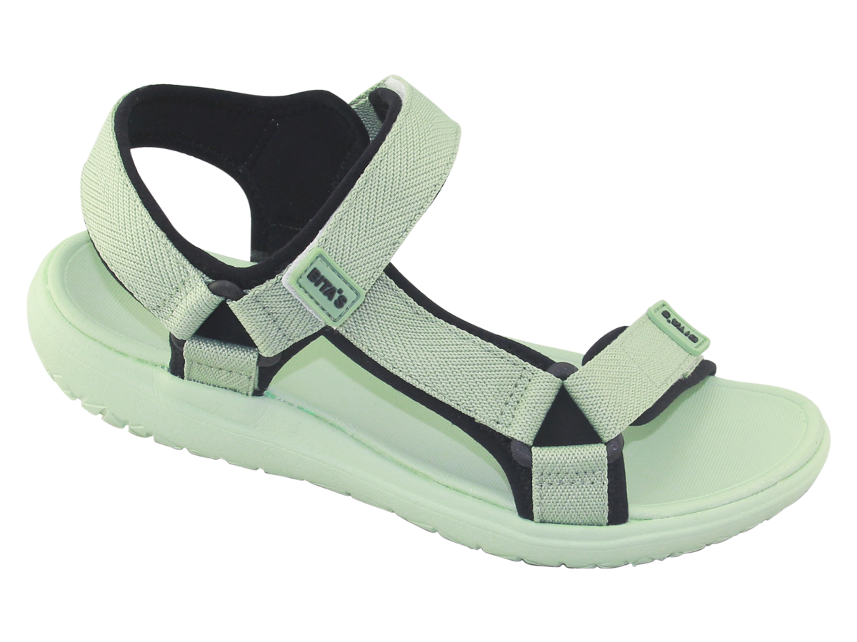 Sandal đế bằng nữ Bita's SYN.274 (Đen + Kem + Xanh mint)