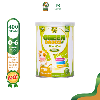 Sữa non Green Daddy Step 1 rau xanh hữu cơ bổ sung canxi, vitamin D3 giúp trẻ ăn ngon, phát triển gai vị giác, tăng hệ miễn dịch đường ruột, dành cho bé từ 0-6 tháng tuổi hộp 400g thumbnail