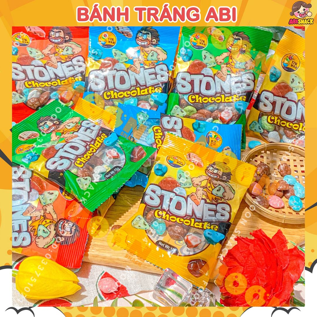 Kẹo sỏi socola Stones hình người tiền sử Yin Wan loại mới gói 10g bánh kẹo