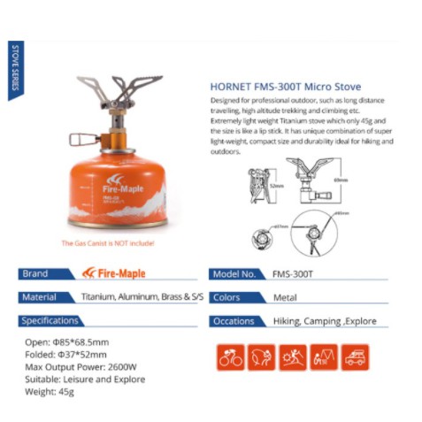 Bếp gas du lịch mini Titanium Fire Maple FMS-300T